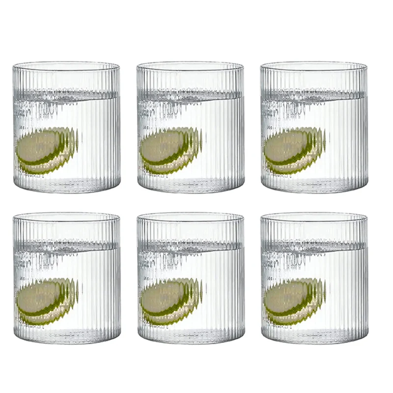 6PCS Extra Light Ripple Whisky Glasses, Water Glass, Juice Glass, Water Cup Set of 6