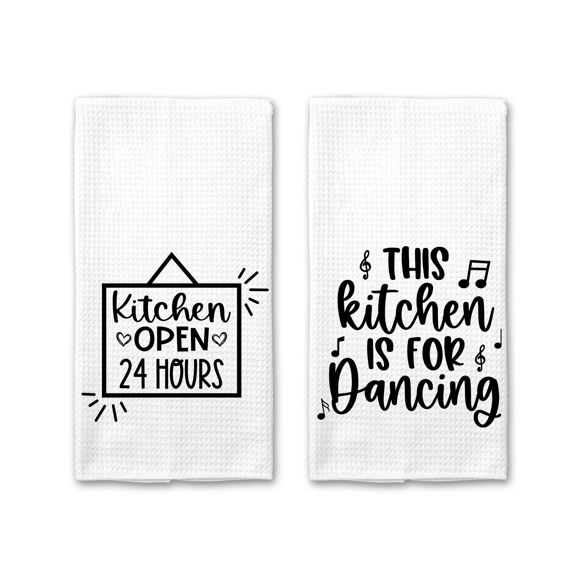 Sublimated Kitchen Towel Kiss the Cook Bon Appetite Special Microfiber Waffle Tea Towel (2pcs)