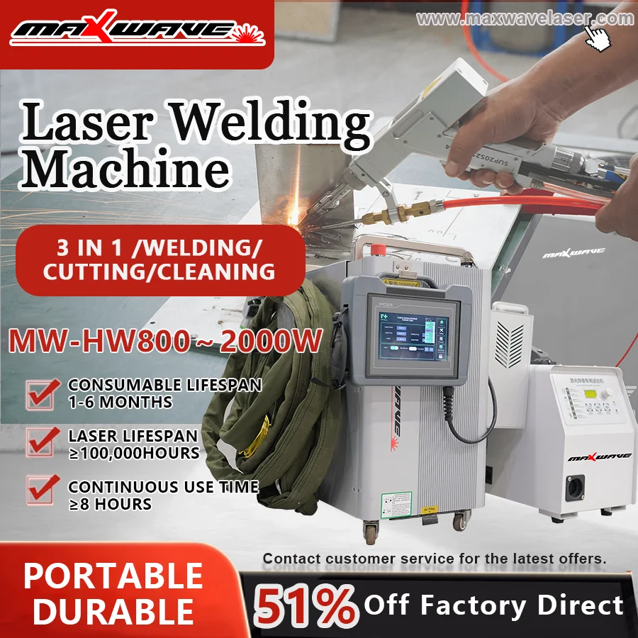 Maxwave Laser Welder Handheld 3-in-1 Fiber Laser Welding Machine for Stainless Steel Carbon Steel Aluminum Iron Professional Use