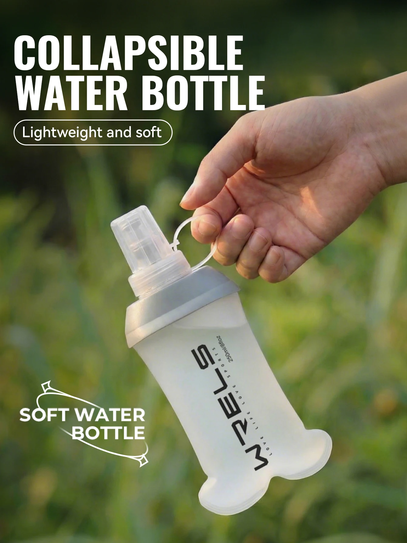 WRELS 190ml 250ml 350ml 500ml Wasserflasche TPU Faltbare Weiche Flasche Outdoor Sport Lauf-Wasserbeutel Zusammenklappbare Wasserflasche – Detail 1