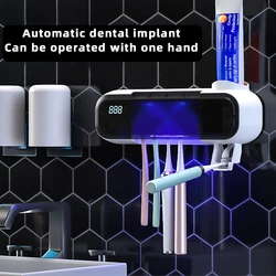 Toothbrush Holder Wall Mounted UV Light Sterilizations Toothbrush Multipurpose Automatic Toothpaste Holders Bathroom Accessories