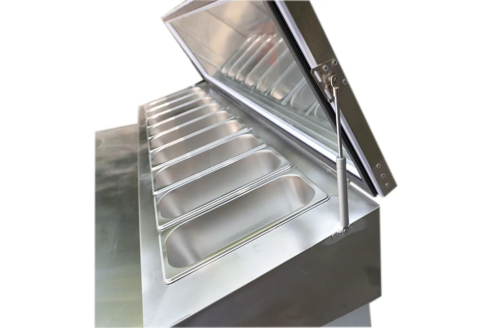 Commercial Customizable Sandwich Pizza Preparation Table Refrigerated Display Cabinet Stainless Steel Refrigerator