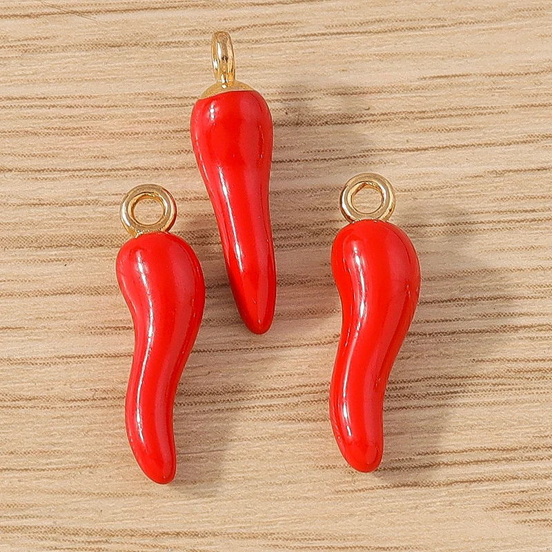 10 Stück 5x19mm süße bunte Harz Chili Pepper Charms Anhänger für Schmuckherstellung Ohrringe Halsketten Armband DIY Bastelbedarf – Detail 3