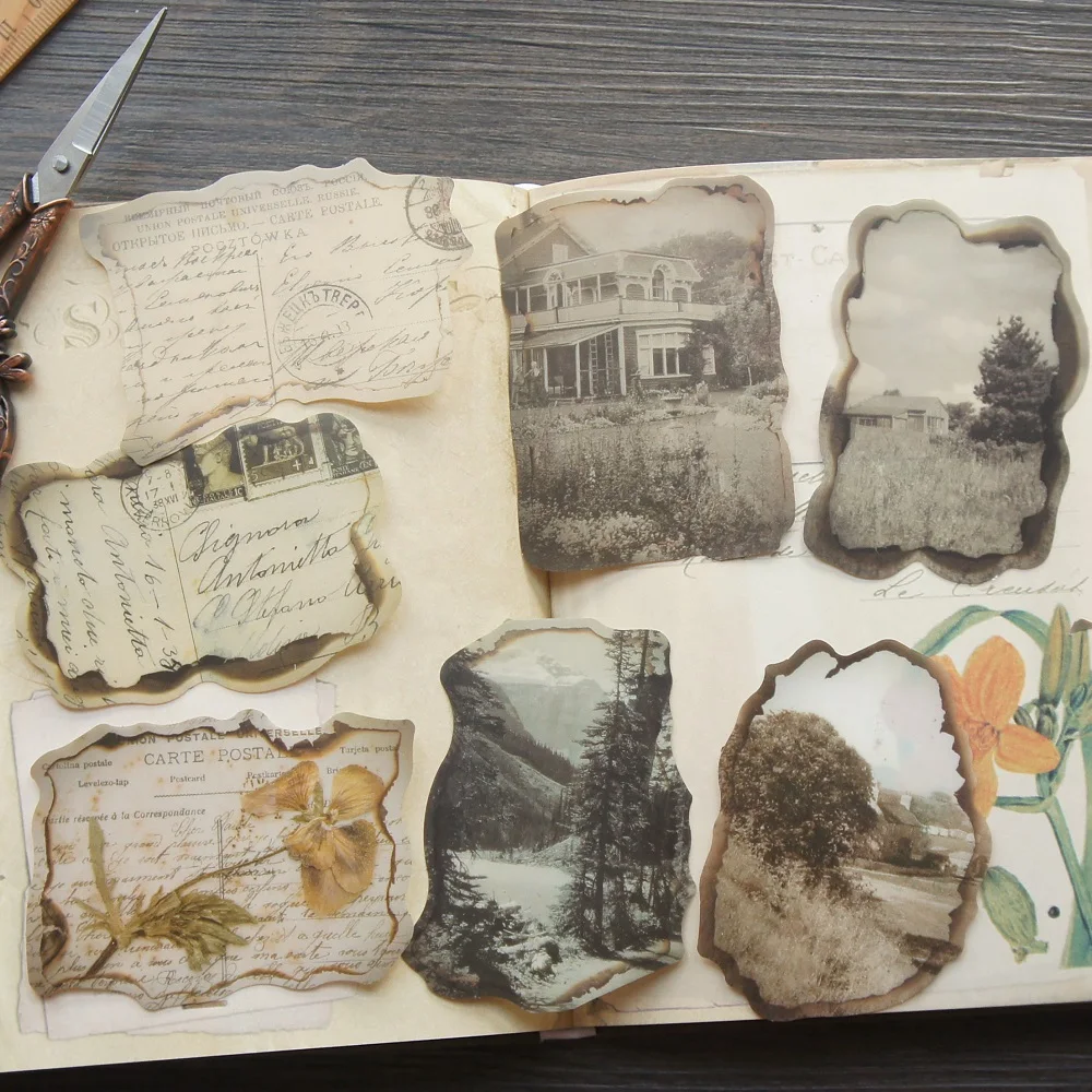 

15pcs Find Old Time Photo Style Paper Sticker Scrapbooking Background DIY Gift Label Tag Decoration