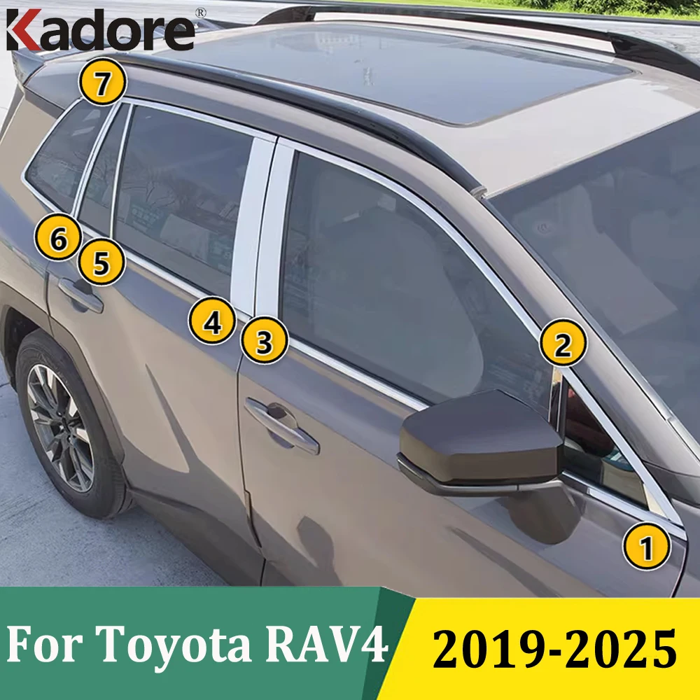 

Для Toyota RAV4 2019-2025: Накладки на центральные стойки дверей (B+C) — Декоративные элементы экстерьера автомобиля