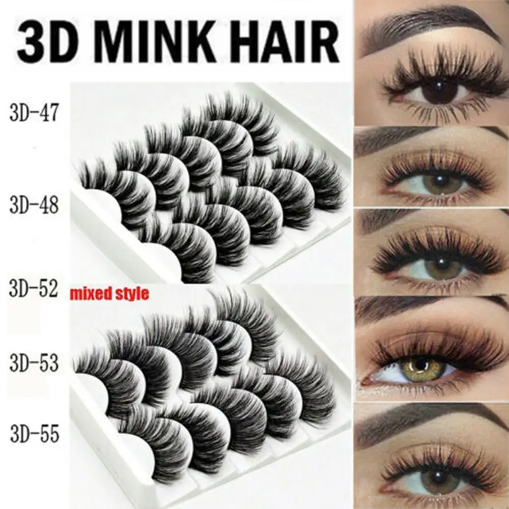 Cruelty-Free Eye Makeup Tools Reusable Full Strips Handmade False Eyelashes 3D Faux Mink Hair Wispy Fluffy Natural Long