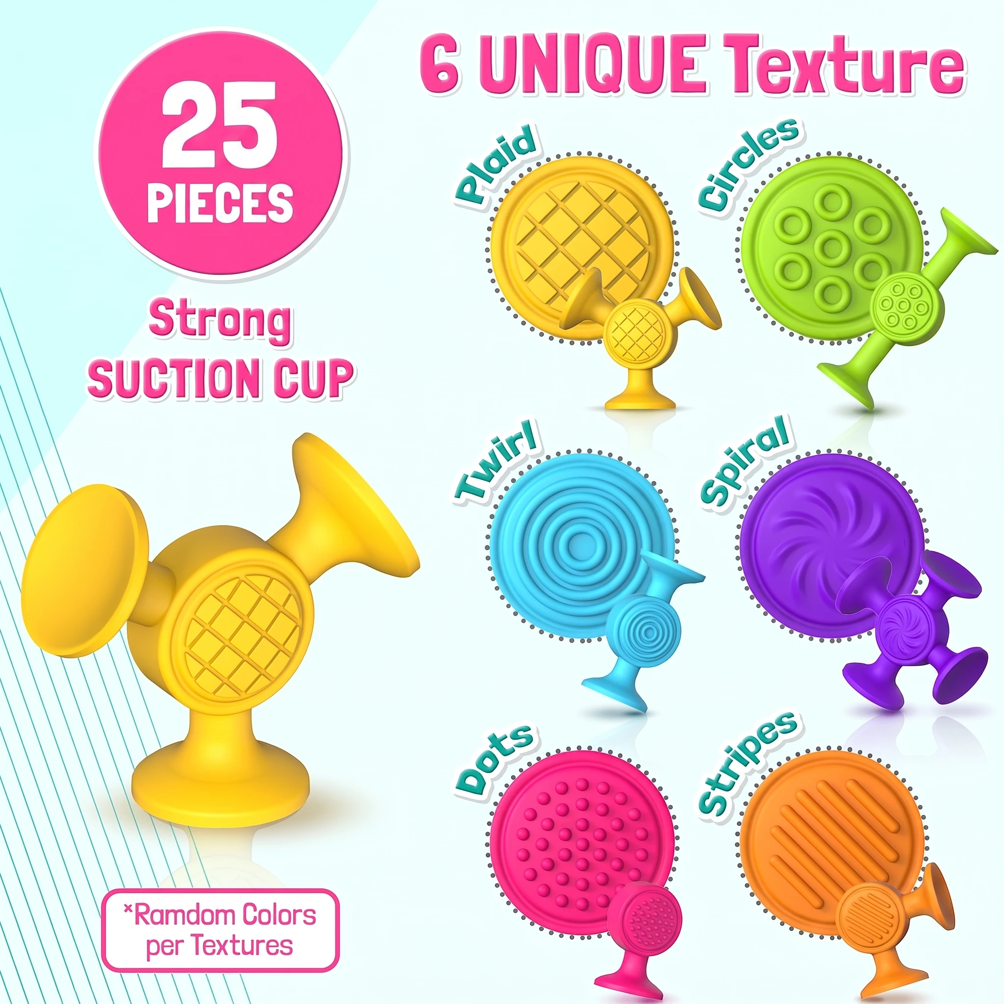 25Pcs Suction Cup Toys Silicone Building Blocks Sensory Bath Toys For Toddlers Window Travel Educational Montessori Games Gifts