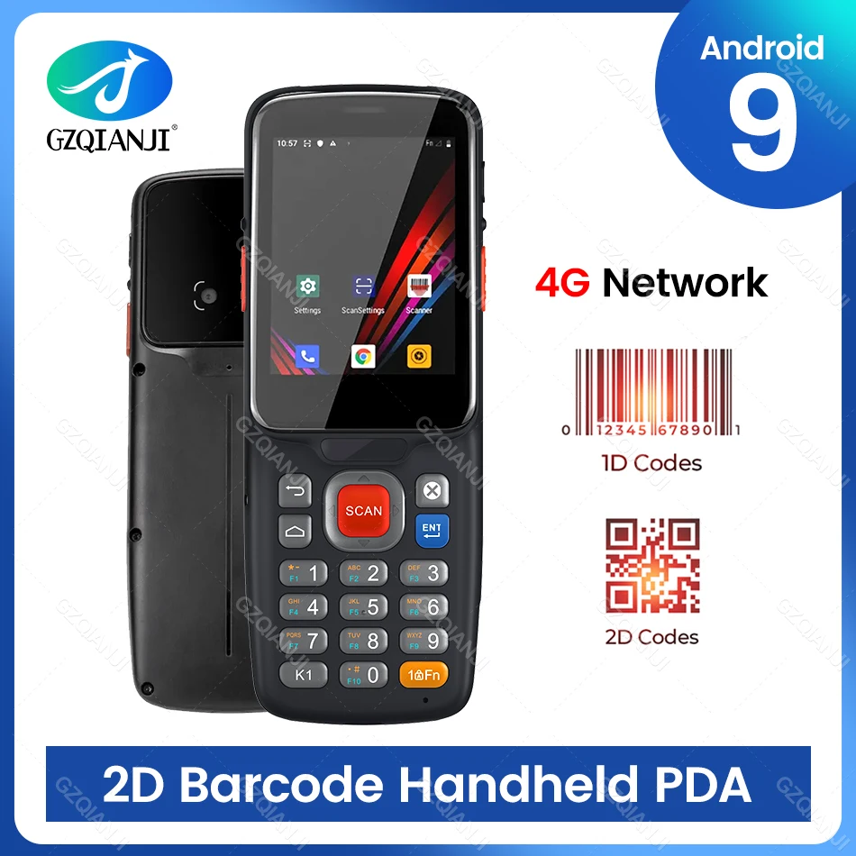 Android 9 PDA Handheld Terminal PDA Data Collector WiFi 4G Bluetooth 2D QR PDF417 Bar Code Reader Touch Screen Terminal PDA NFC