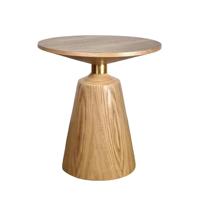 A  Creative simple fashion small round table modern  solid wood edge few balcony living room sofa coffee table Nordic simplicity