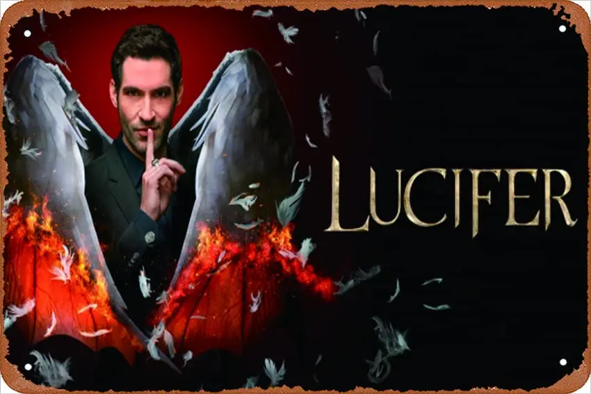 Tom Ellis New Lucifer Morningstar celebrity poster Vintage Tin Signs Retro Metal Signs Metal Artwork Wall Art Man Cave Bedroom H