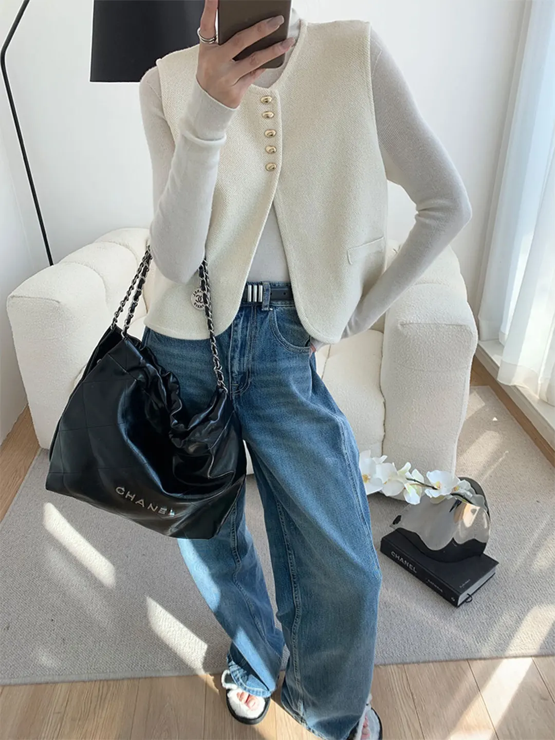 Women's Knitted Suit Vest Top Outerwear Sleeveless Fashionable Autumn Winter Shoulder Pad Jacket V-Neck Medium Warmth Single ...