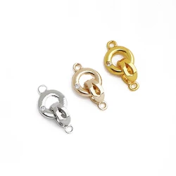 2Pcs 18K Gold Plated Brass Metal Round Connectors Clasp For DIY Bracelet Necklace End Buckle Jewelry Making Supplies Accessories
