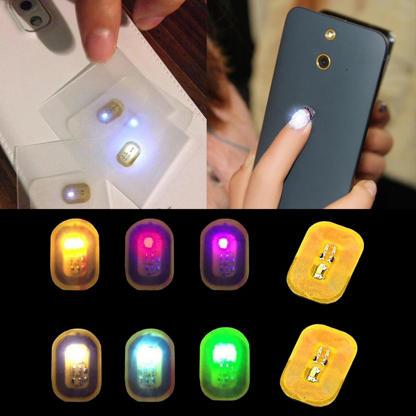 RFID Tag Nail Sticker 5Pcs Intelligent Luminous Nail Lamp  LED Light Flash Party Decor LED Bare Chip Nail Sticker Enhancement
