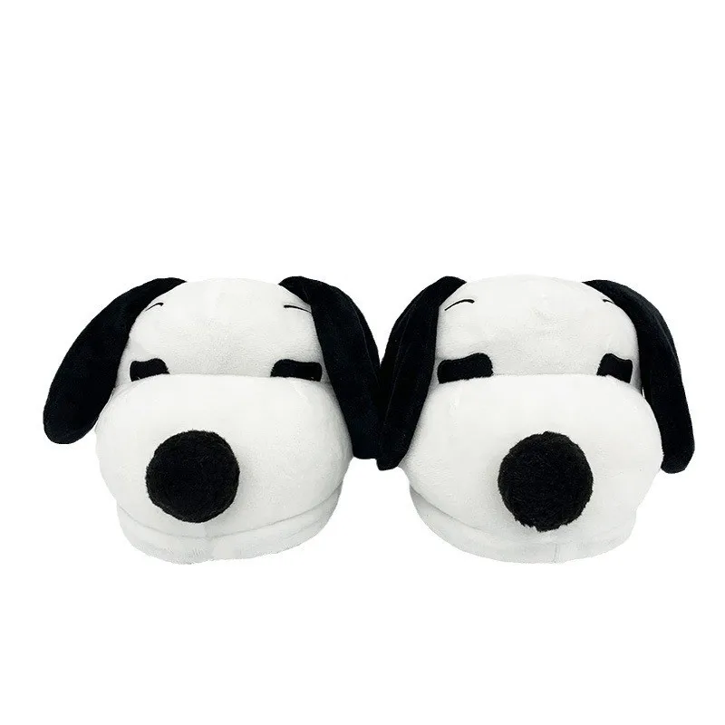 Kawaii Cute Cartoon Snoopy Dog Cotton Slippers Warm Full-Coverage Plush Slippers Couple Home Cotton Shoes Winter Essential