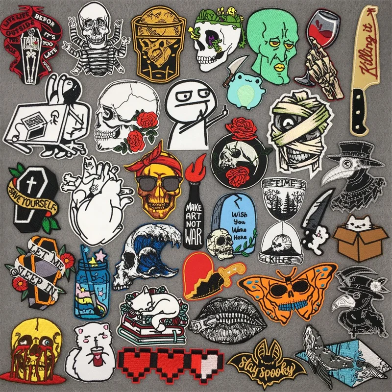 Aplikacje do naprasowania Punk Cartoon ubrania Anime naszywki haftowane naklejki Punk naprasowanki na odzież