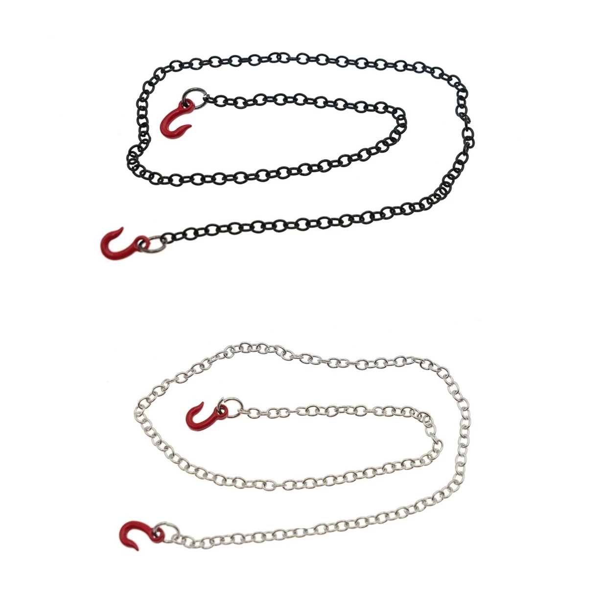 Mini Metal Trailer Chain with Tow Hook Decoration Accessories for 1/18 1/24 1/30 RC Car TRX4M SCX24 AX24 SCX30 FCX24 FCX24M