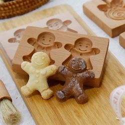 Wooden Cookie Molds for Christmas, DIY 3D Engraved Embossed Biscuit Cutter Moulds, Xmas Tree Snowflake Santa Claus Gingerbread