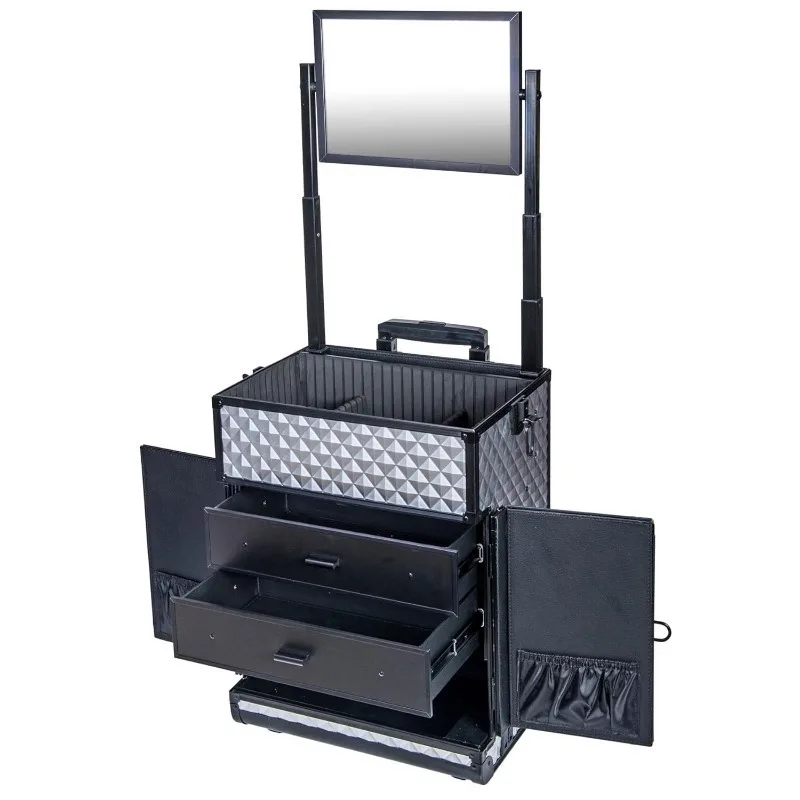 REBEL Series Pro Maquiadores Rolling Train Case - Trolley Case Rolling Trolley Salon Trolley