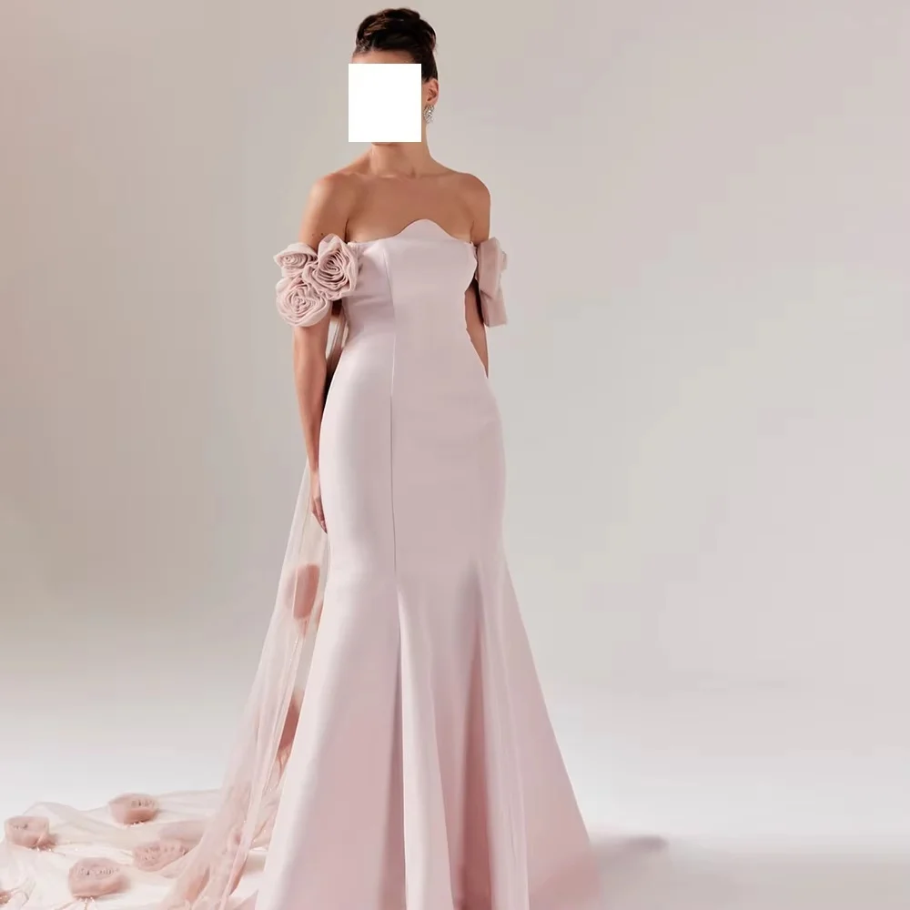 فستان نسائي مكشكش بدون حمالات على شكل زهرة للحفلات الراقصة مخصص مزين بحورية البحر الساحرة قبالة الكتف فستان الحفلات Fساتين S