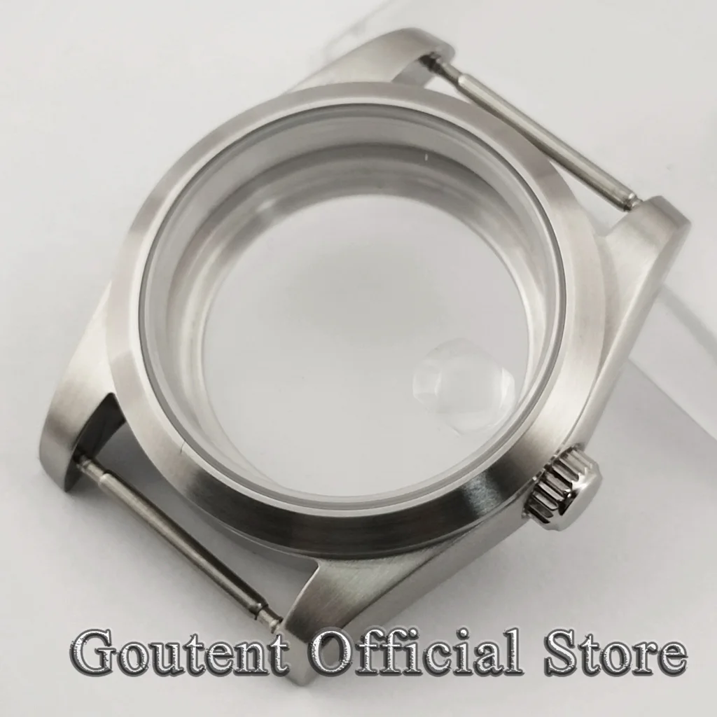 Goutent 36mm/39mm Sterile Silver Brushed Watch Case Sapphire Fit NH35/36/34 ETA 2836 2824 PT5000 Miyota 8205/8215/821A Movement