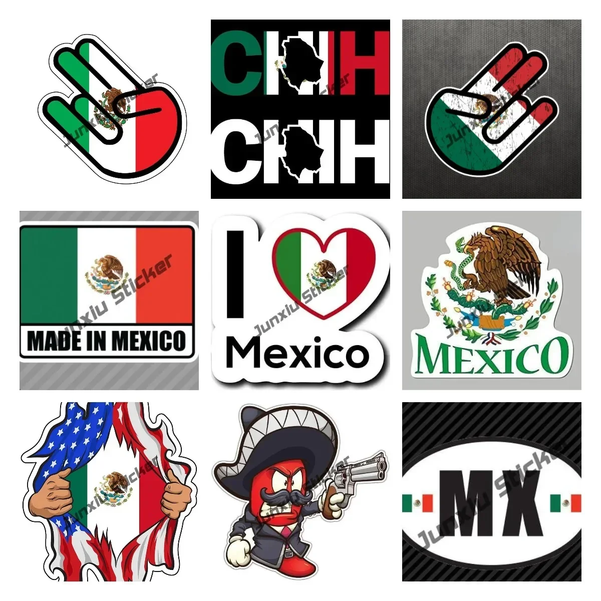 JDM Shocker with Mexican Flag Wakaba Leaf Funny Mexico skull  MX JAL Vinyl Decal Mexican Sticker for Cars Laptops Windows Trucks