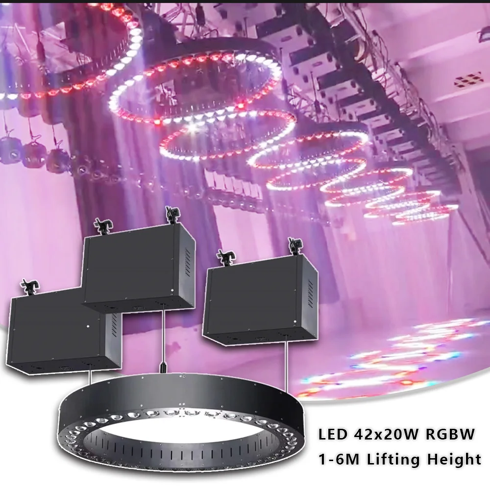 

YUER LED 42x20W RGBW 4in1 Beam Effect Ring Lifting 1-6M Height For Dance Concert Party Club Dj Stage Strobe Beam DMX512 Control