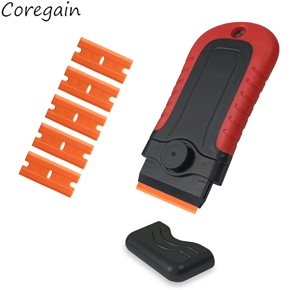 

Cleaning Razor Scraper with 5Pcs Blades with Storage Tank for Household Car Kitchen Wrap Glue Squeegee Remover