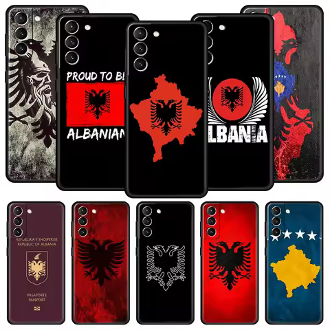 Albania Albanians Flag Phone Case For Samsung Galaxy S25 S24 S23 FE S22 Ultra S20 S21 5G S10 Plus S10E Soft Black Cover