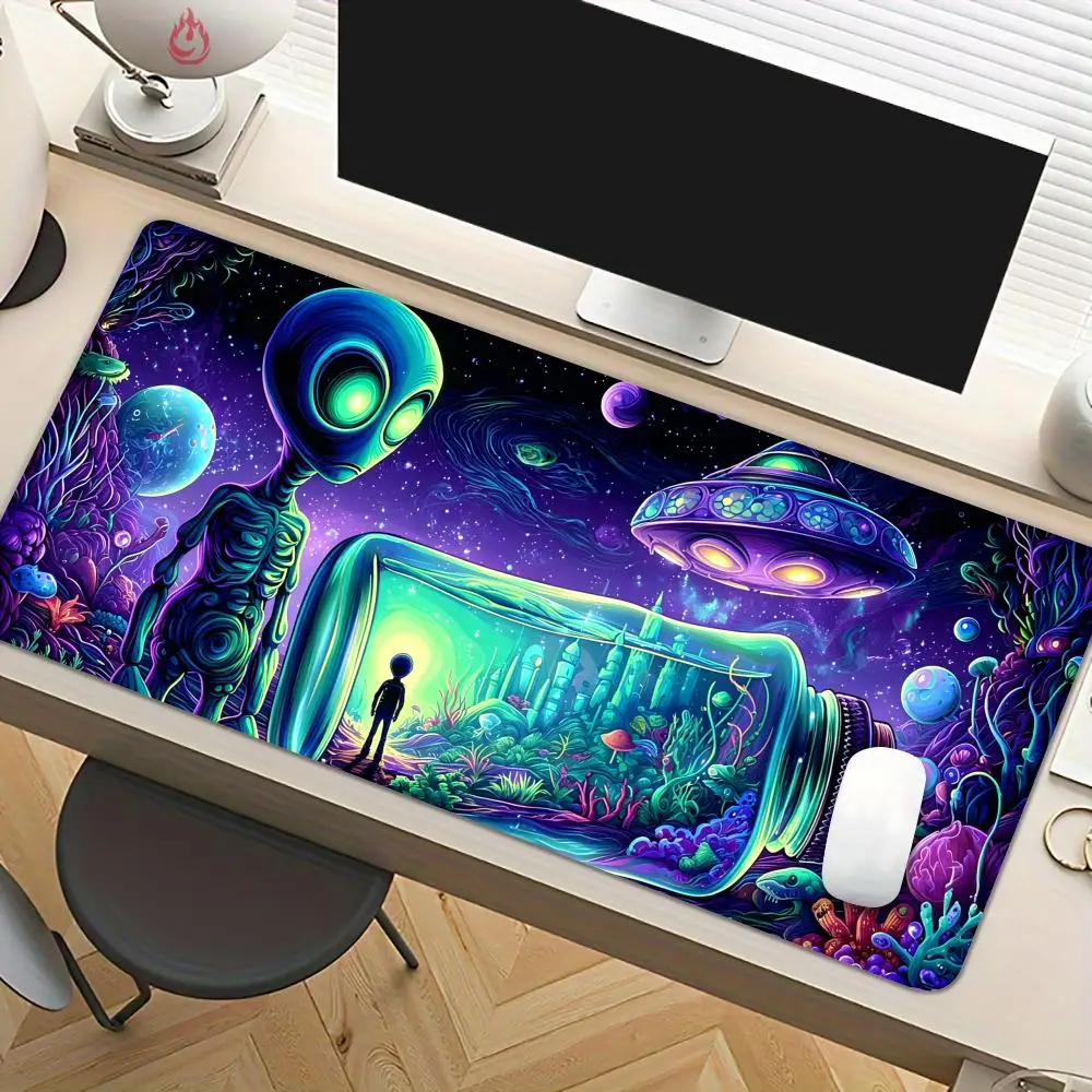 Giant Fantasy Alien Mouse Pad Desk Mat Large Computer Office Carpet XXL Mousepad Gamer Gaming PC Accessories Keyboard Rug