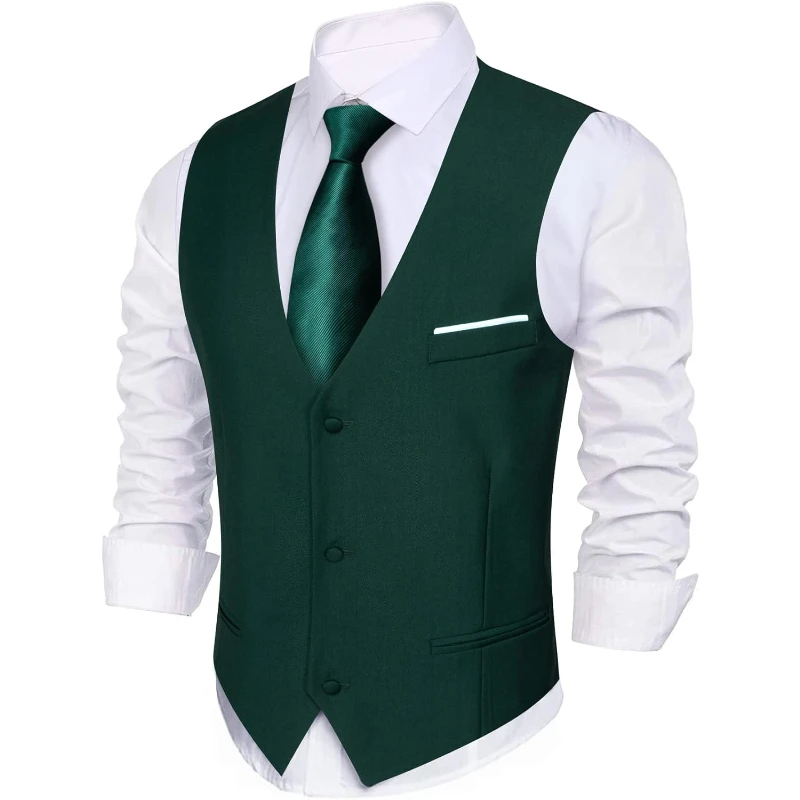 

Mens Suit Vest Slim Fit V-neck 2-pocket Solid Color Waistcoat For Business, Wedding, Prom, Homecoming