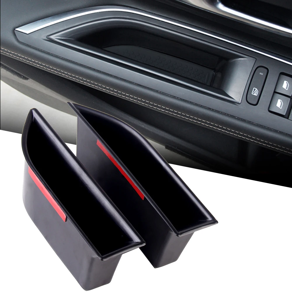 

2pcs Car Door Handle Storage Box Tray Cup Holder Interior Panel Handle Inner Side Boxes For Peugeot 5008 3008 GT 2017