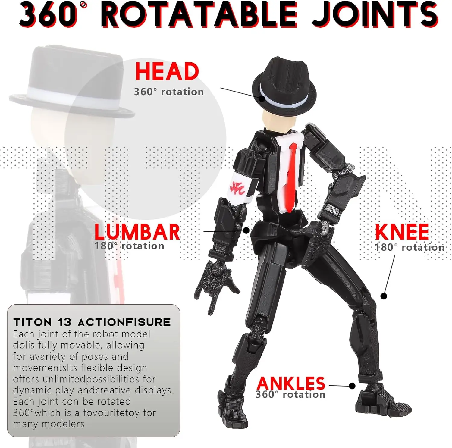 T13 Action Figure Assembly Completed, T13 Action Figures Set High 5.4 Inches Tall, Office Desks, and Birthday Cake Decorations, view 4