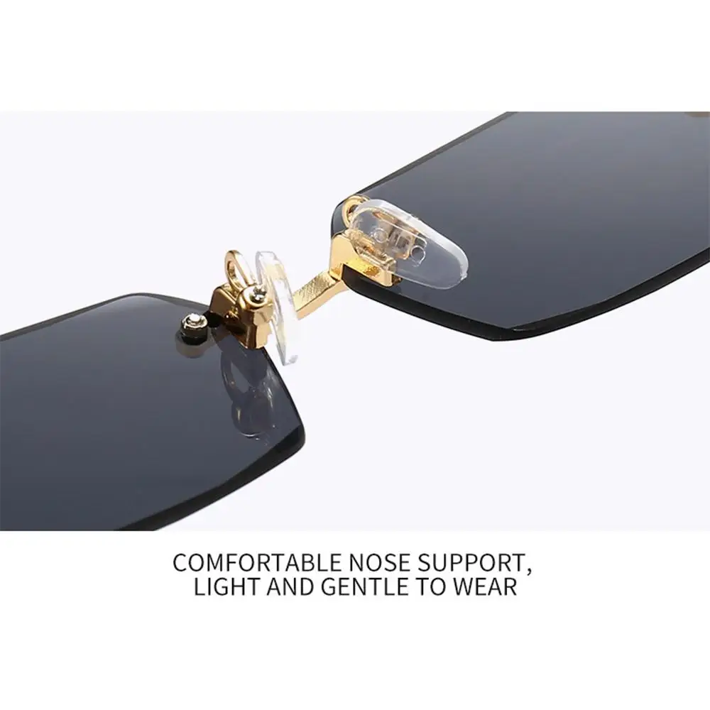 

Trendy UV400 Rimless Rectangle Sunglasses Y2K Shades Eyewear for Women & Men