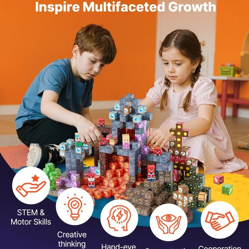 Blocchi magnetici castello scuro Giocattoli educativi sensoriali Montessori Costruzione di blocchi magnetici