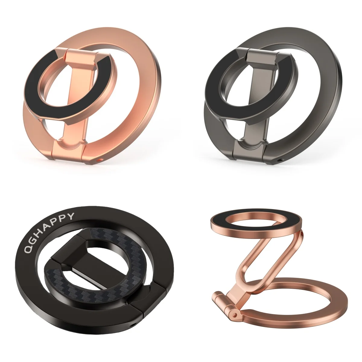

Double Magnetic Cell Phone Ring Holder Compatible with iPhone 16 15 12 13 14 Series MagSafe Removable Cell Phone Grip Kickstand