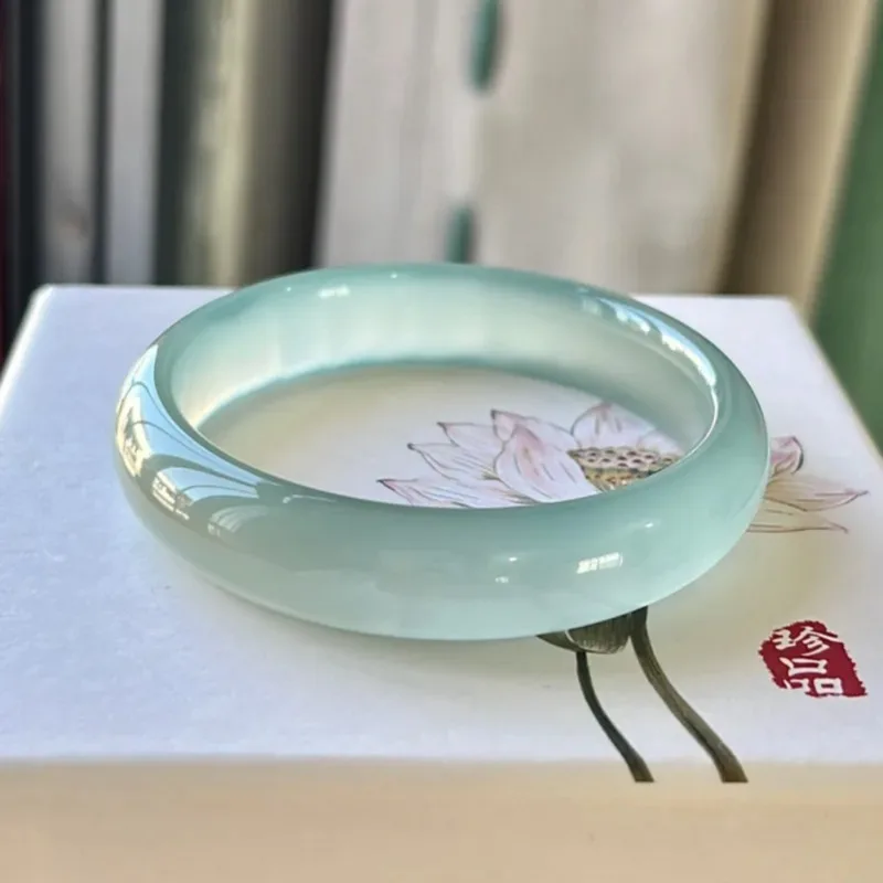New Light Clear Water Agate Bracelet Women's Ice-permeable Chalcedony Oil Green Jade Bracelet