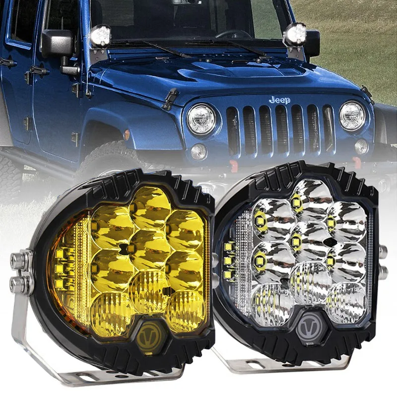 7 lnch 5 Inch LED Headlights DRL Hi/Lo Beam 50W 5000LM 9LEDS For Niva Motorcycle Lada Offroad 4x4 UAZ 12V 24V White