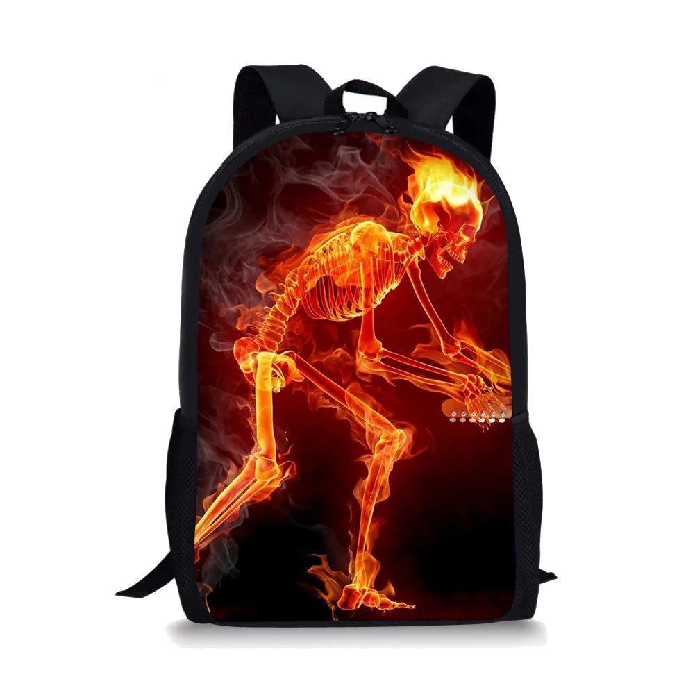 Fire Skull 3D Print Children Backpack Student Schoolbag Travel Back Pack High School Bags For Teenage Girls Boys Kids Bookbags