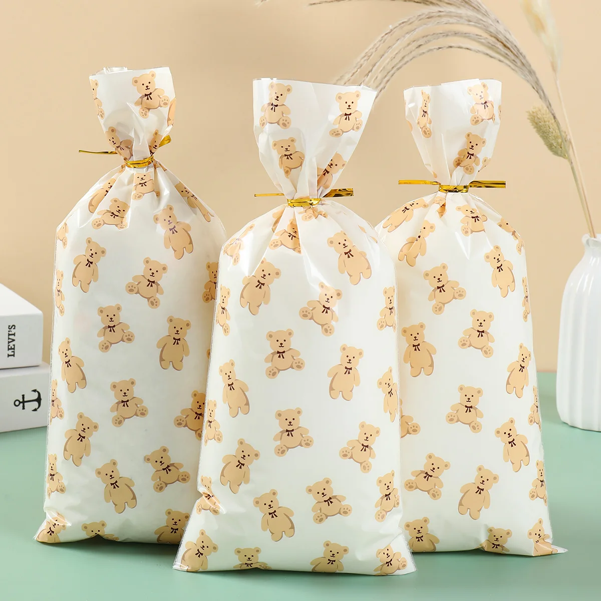 25/50pcs Cute Bear Gift Candy Bag Plastic Cookie Snack Packaging Bags Baby Shower Kids Gifts Birthday Party Decoration Supplies