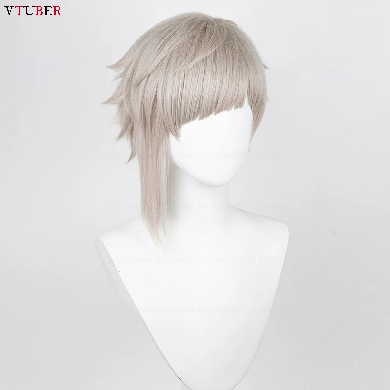 High Quality Bungo Stray Dogs Cosplay Atsushi Nakajima Cosplay Wig Short Flaxen Grey Heat Resistant Hair Anime Wigs + Wig Cap