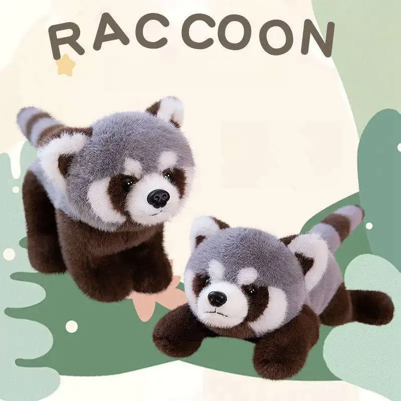 

New Stuffed Gray Raccoon Plushie Doll Fluffy Hair Raccoon Animals Hug Throw Pillow Kids Children Kids Baby Birthday Gift