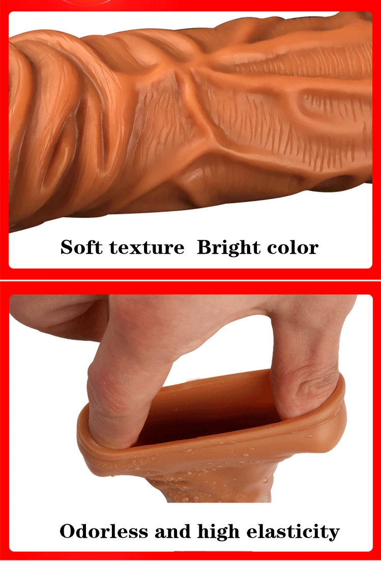 Realistic Penis Sleeve Extender Large Reusable Penis Condom Delay Silicone Extension Sex Toy for Men Cock Enlarger