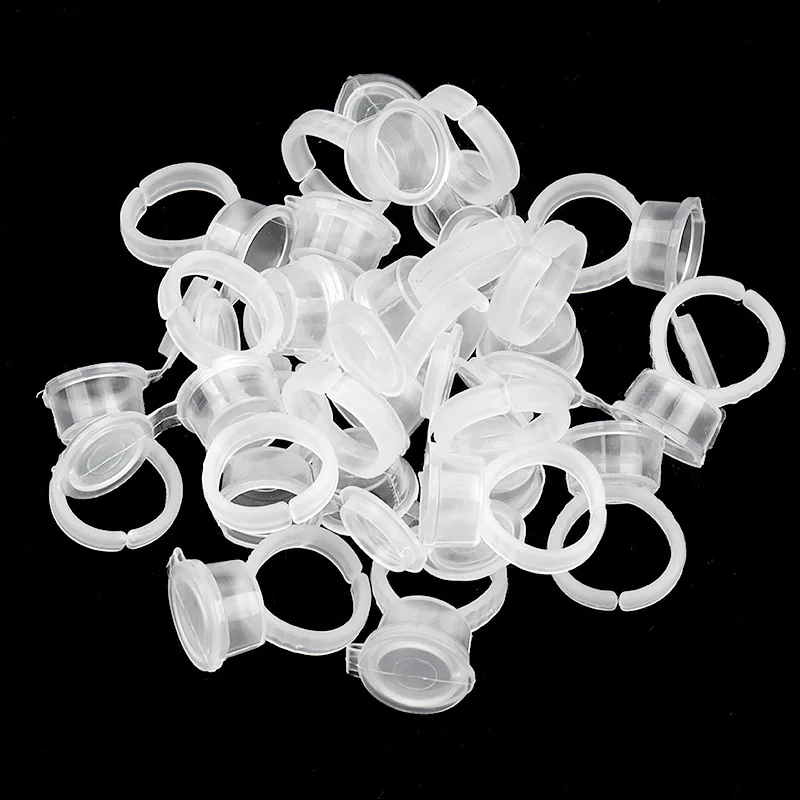 50pc Disposable Eyelash Extension Glue Ring Cup Clamshell Tattoo Pigment Holder Container Lash Blossom Cup Glue Holder Container