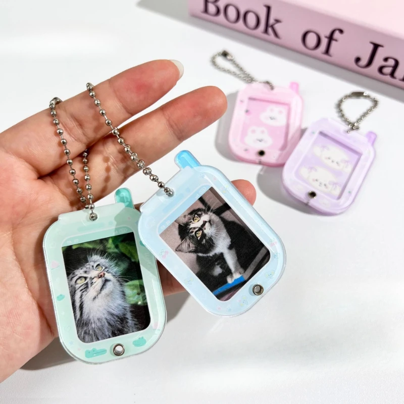 

Акриловая фоторамка-брелок для ключей, чехол для фотокарточек, 1-дюймовый держатель для фотографий знаменитостей K-pop, милый органайзер для аксессуаров с ремешком