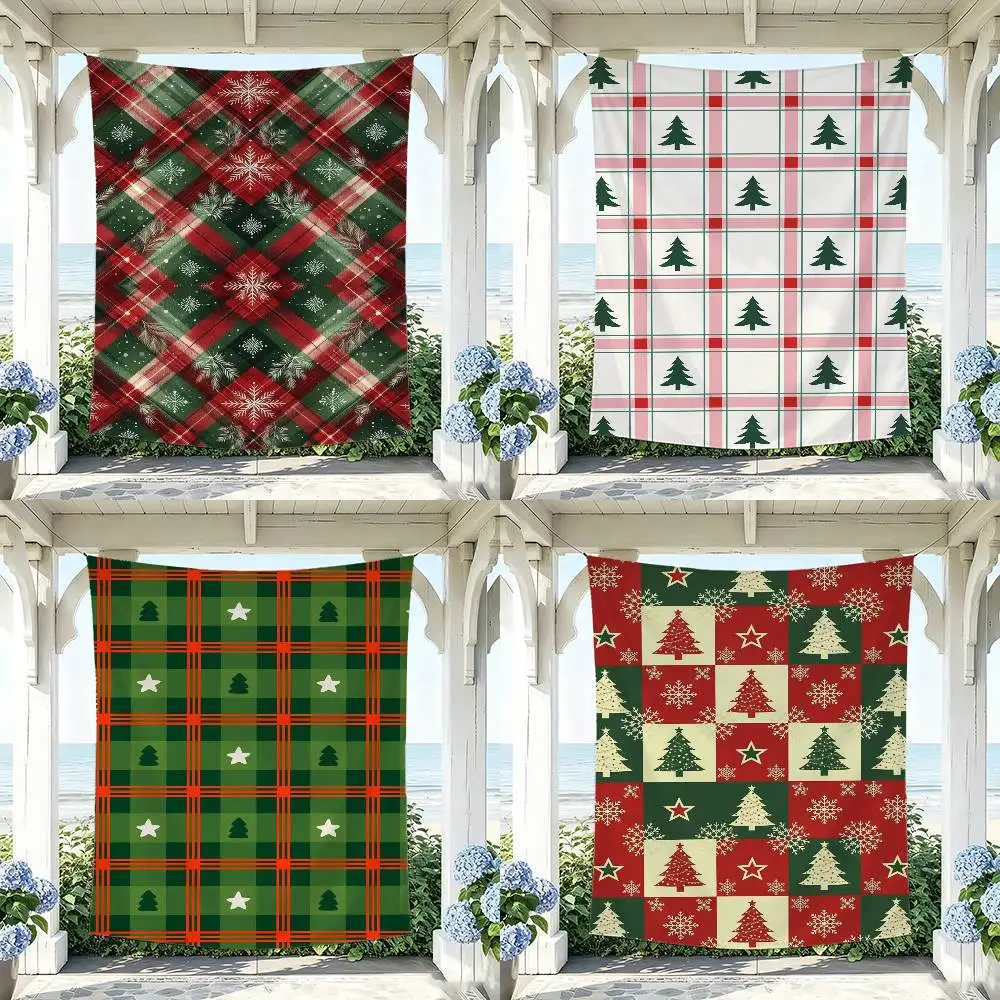 Pattern Christmas Plaid Pattern Flag Digital Printing Banner for Garage Wall Out Door Decoration Tapestry