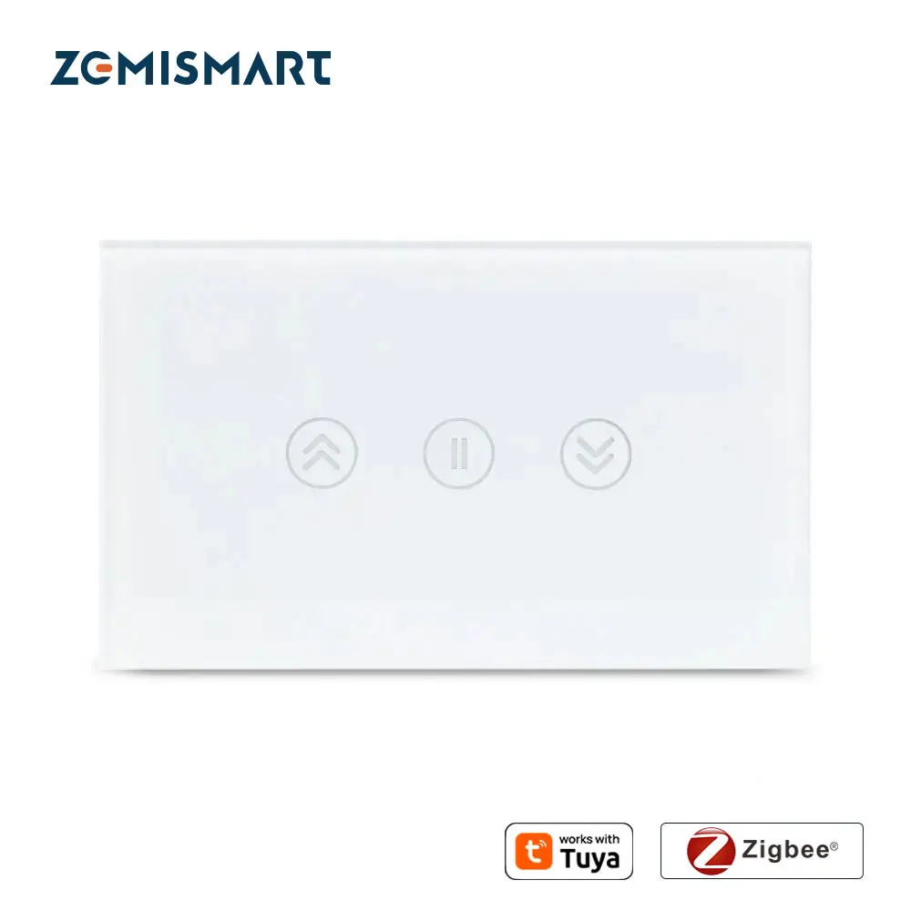 Zemismart Zigbee US Curtain Switch for Electric Curtain Roller Shade Blinds Timer Control Work with Tuya Alexa Google Home