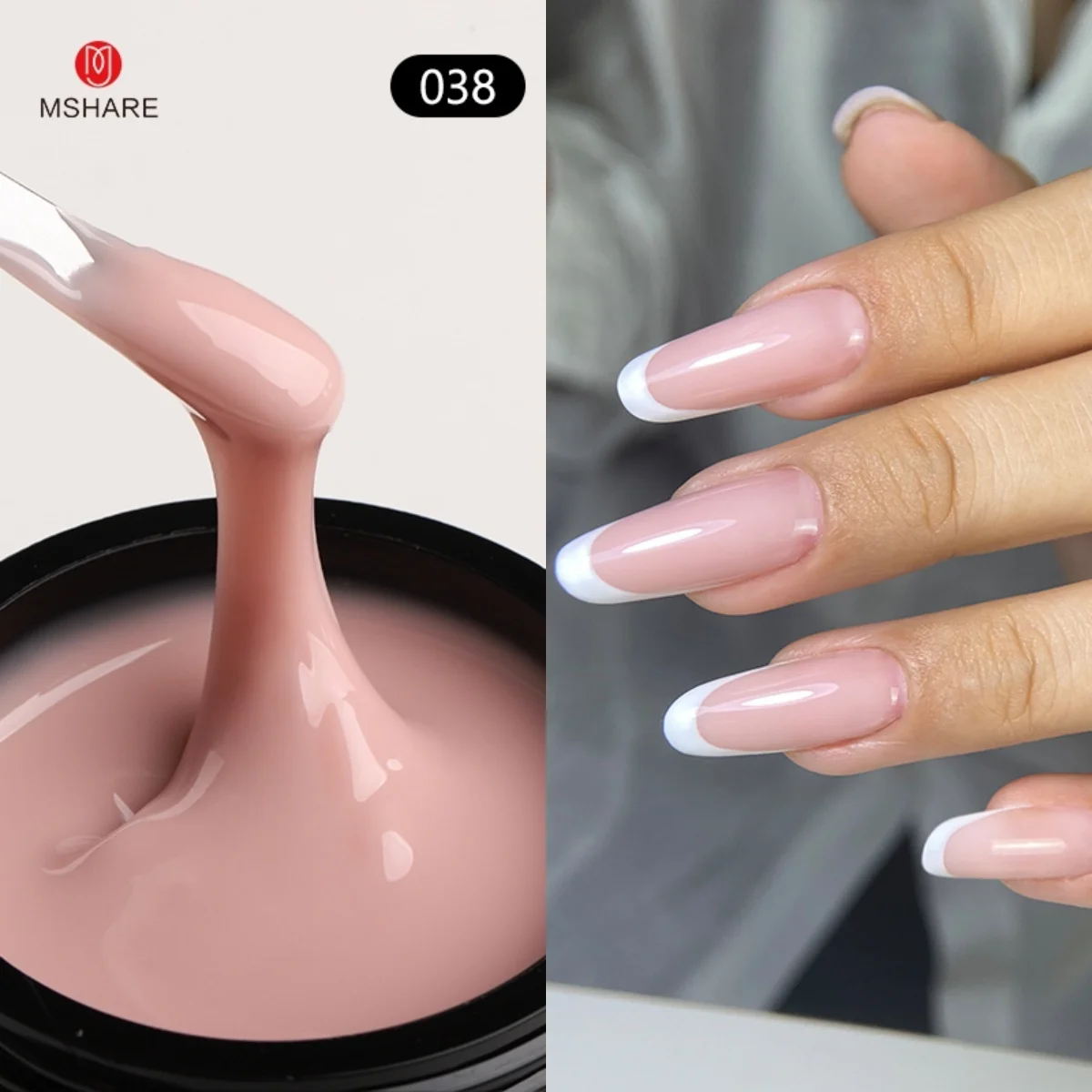 MSHARE 15g Baby Pink Builder Nails Gel HEMA-freies Gel für Nagelverlängerung, Nude Selbstnivellierendes Gel für UV-LED – Detail 7