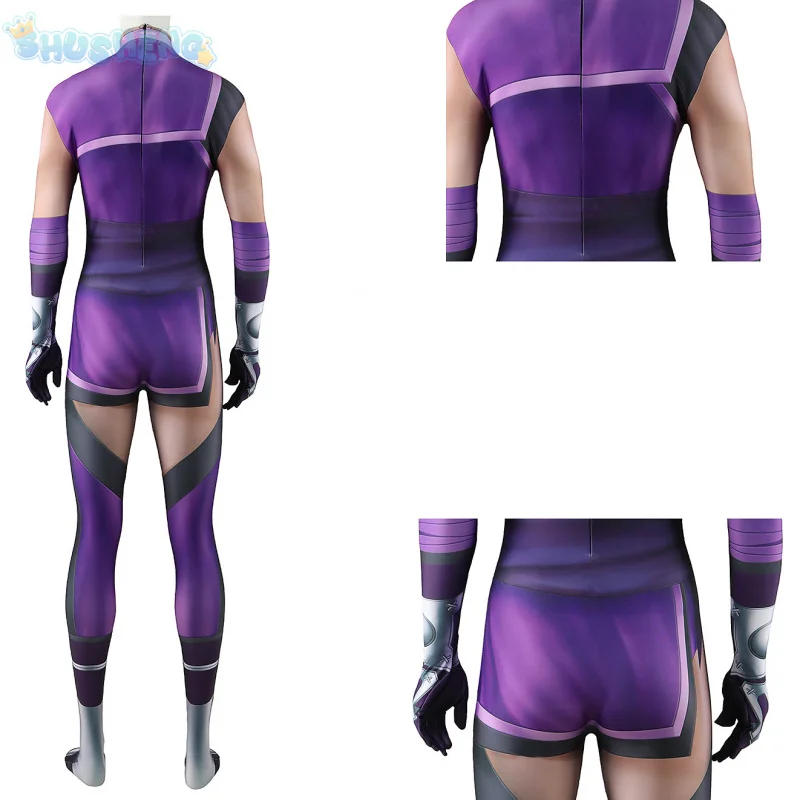 Jeu Mortal ata Leena Cosplay Costume, Kombat, Body Sexy, Violet, Document pour Halloween, Tenues pour Enfants, Adultes, Hommes et Femmes Trempés