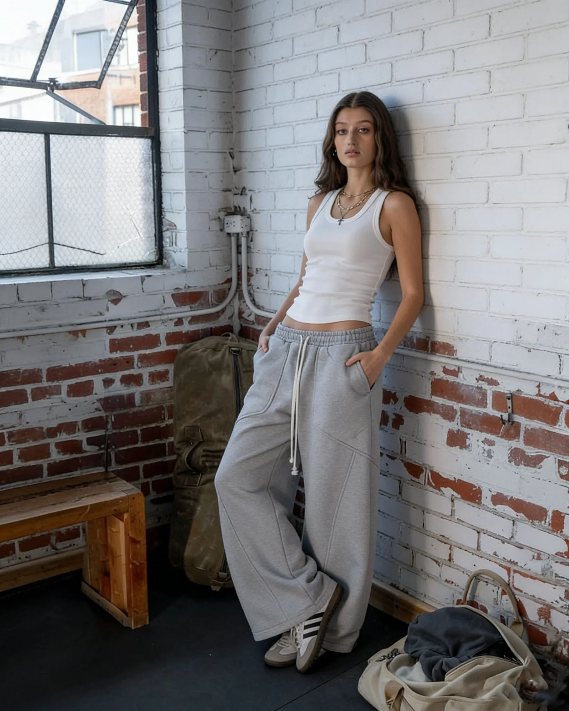 

European and American minimalist design, personalized solid color, loose fashion, hip-hop style, unisex casual pants