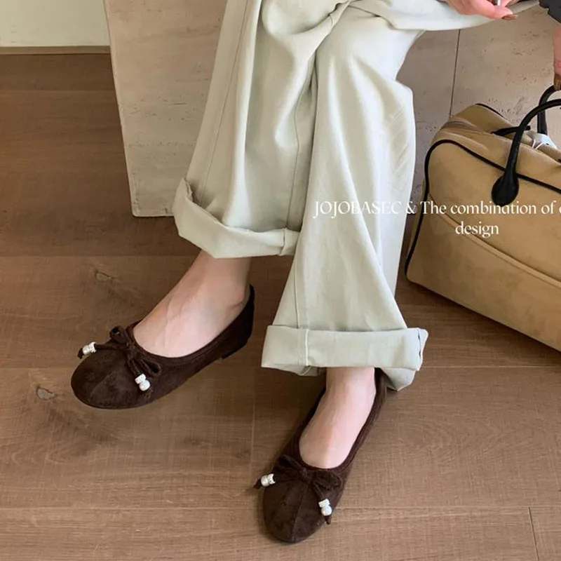 fashion-round-toe-flats-shoes-women-shallow-ballerina-female-bow-knot-ballet-comfy-suede-loafer-elegant-french-soft-new-footwear